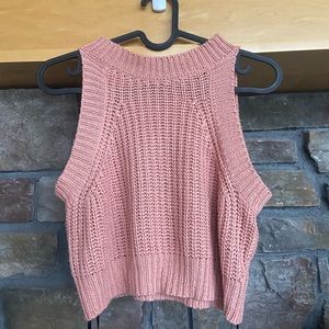 Pink Knit Cropped Sweater Tank